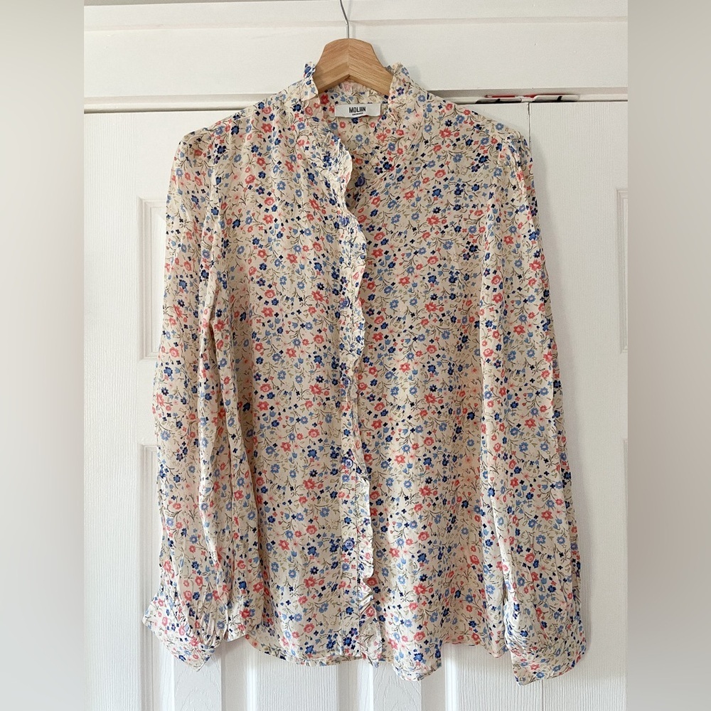 Molin Edith Chintz Rose Designer Blouse‎ Size Medium NWOT